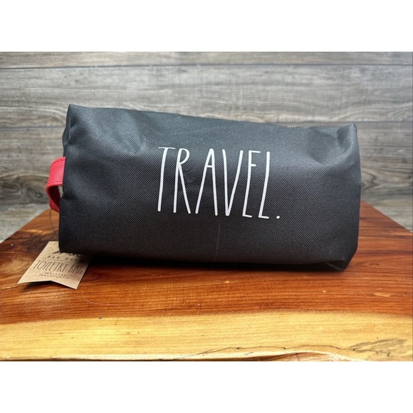 Rae Dunn Travel Plane Toiletry Bag Black 10x5 New With‎ Tag - Picture 1 of 3
